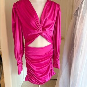 Elegant Pink Twist-Front Dress